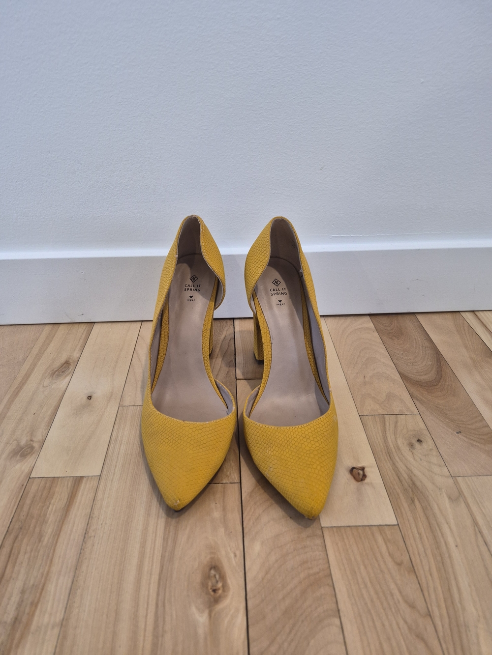 Call It Spring Yellow Pointed-Toe Block Heel Pumps - Picture 2 of 7